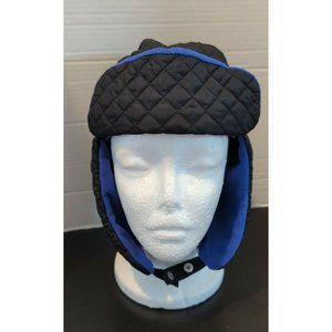 Land's End Primaloft Black Quilted Fleece Lined Winter Hat Size S/M Ear Flaps